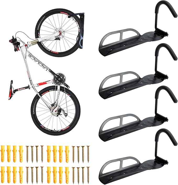 amarine made 4 件装自行车架车库壁挂式自行车挂钩重型自行车存储